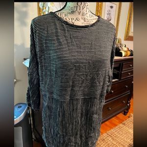 MAX STUDIO black and white striped long sleeve dress midi